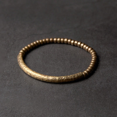 Buddha Stones Simple Design Copper Brass Bead Luck Wealth Bracelet Bracelet BS 17-17.5cm Small Copper Beads