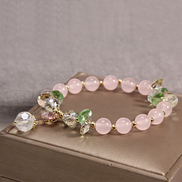 Buddha Stones Cat's Eye Pink Crystal Peace Charm Bracelet Bracelet BS 4