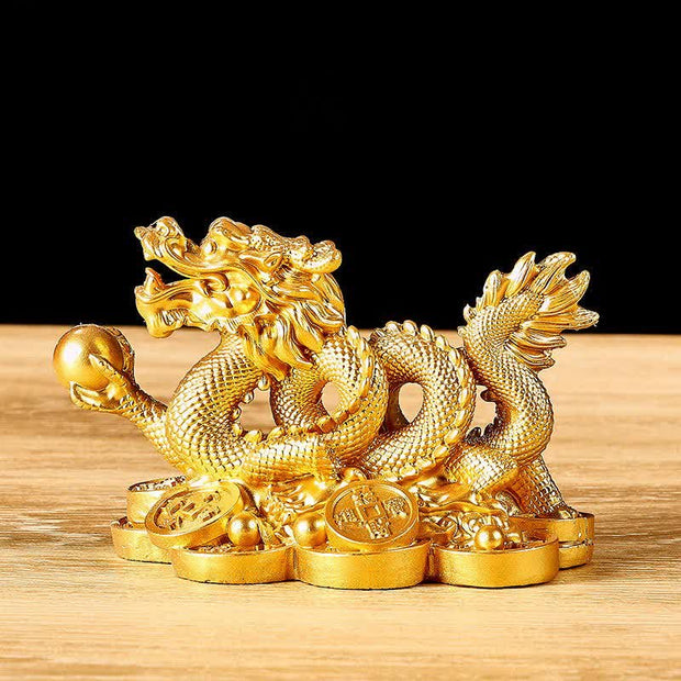 Buddha Stones Feng Shui Dragon Copper Coin Wealth Success Luck Decoration Decorations BS 2