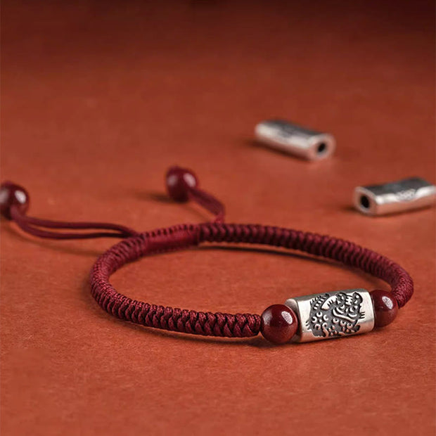 Buddha Stones 925 Sterling Silver 12 Chinese Zodiac Cinnabar String Bracelet