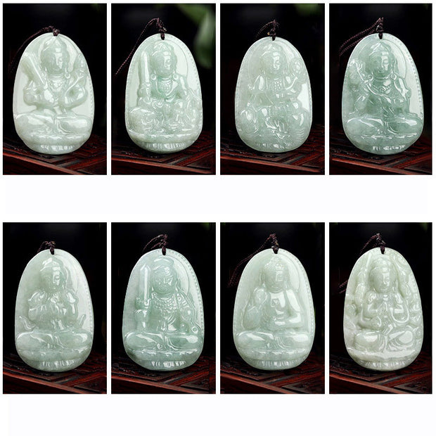 Buddha Stones Chinese Zodiac Natal Buddha Jade Wealth Prosperity Necklace Pendant Necklaces & Pendants BS 20