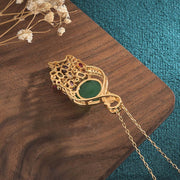 Buddha Stones Cyan Jade Success Necklace Chain Pendant Necklaces & Pendants BS 3