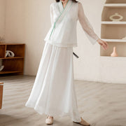 Buddha Stones Retro Prayer Zen Spiritual Meditation Practice Chiffon Clothing Women's Set Clothes BS XL