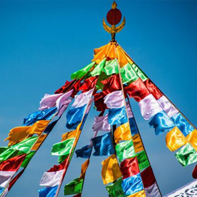 Buddha Stones Tibetan 5 Colors Windhorse Blessing Outdoor 20 Pcs Prayer Flag TIBETAN PRAYER FLAGS buddhastoneshop 7m