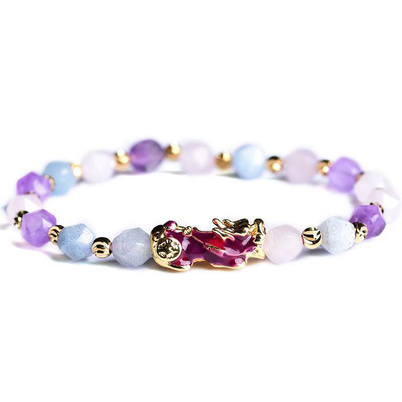 Natural Amethyst Fortune Pixiu Charm Bracelet – buddhastoneshop