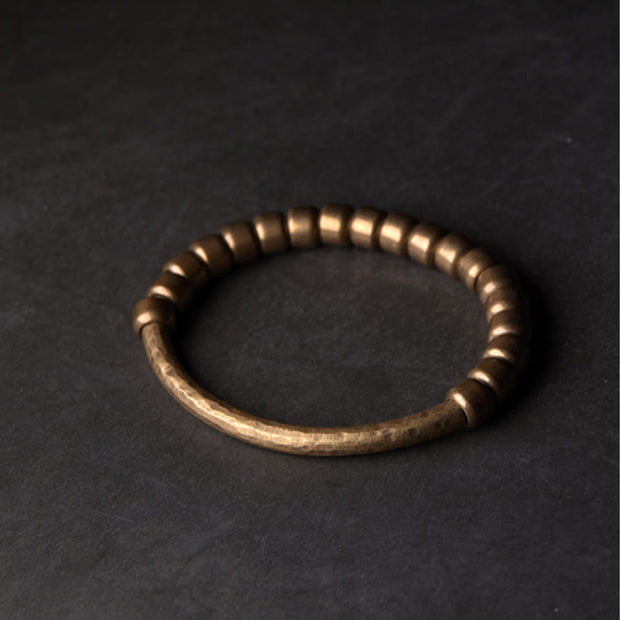 Buddha Stones Simple Design Copper Brass Bead Luck Wealth Bracelet Bracelet BS 17-17.5cm Big Copper Beads
