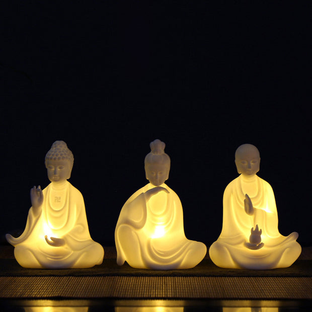 Buddha Avalokitesvara Ksitigarbha Bodhisattva Blessing Ceramic LED Decoration Decorations BS main