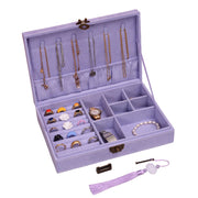 Buddha Stones Simple Design Jewelry Box Organizer Single Layer Flannel Jewelry Storage Box With Lock