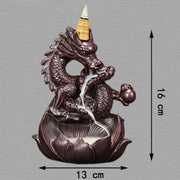 Buddha Stones Dragon Lotus Pattern Strength Protection Ceramic Incense Burner Decoration Incense Burner BS 7