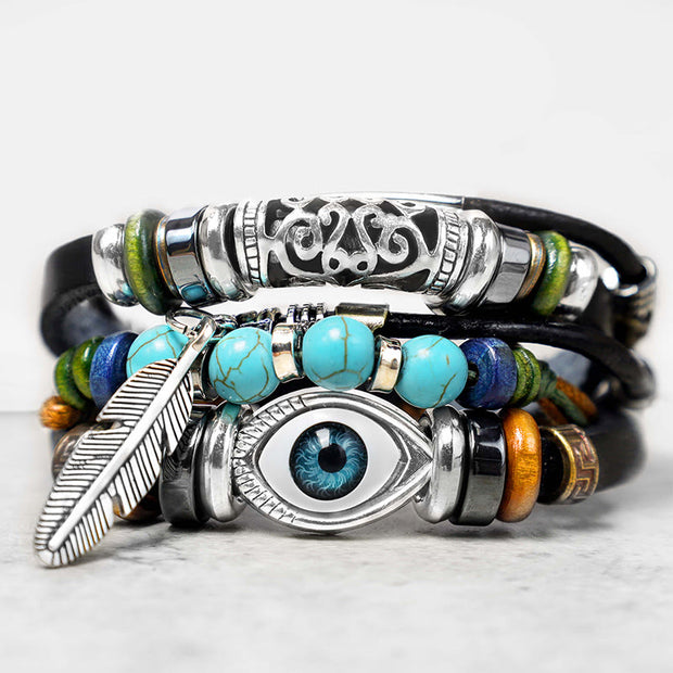Buddha Stones Tibetan Turquoise Evil Eye Purification Bracelet Bracelet BS main