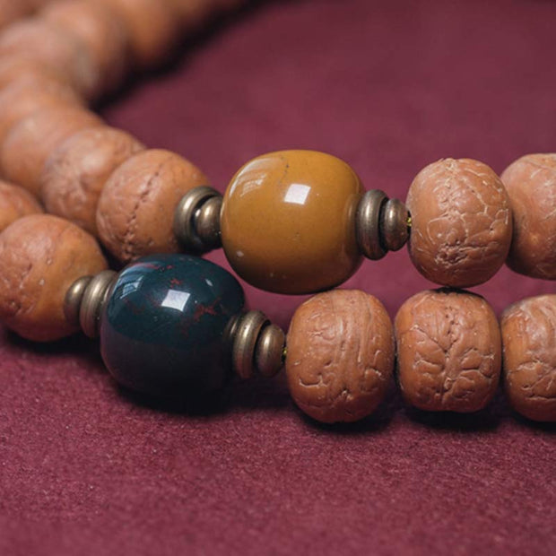 Buddha Stones 108 Mala Beads Bodhi Seed Dzi Bead Peace Tassel Bracelet Mala Bracelet BS 8
