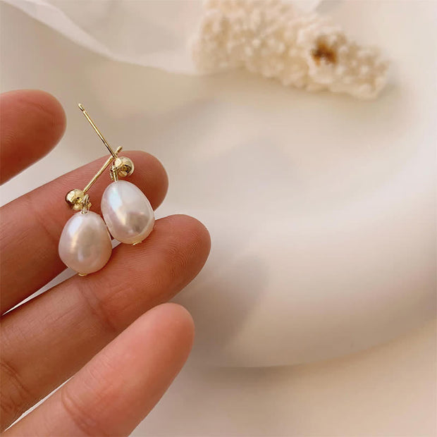Buddha Stones Vintage Pearl Healing Drop Earrings