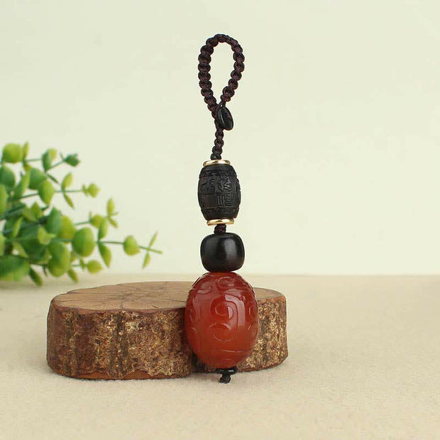 Buddha Stones Red Agate Green Agate Confidence Calm Key Chain Key Chain BS 3