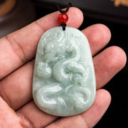 Buddha Stones Chinese Zodiac Flying Dragon Jade Protection Necklace String Pendant Necklaces & Pendants BS 4