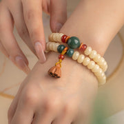 Buddha Stones Bodhi Seed Lotus Pod Charm Peace Double Wrap Bracelet Bracelet BS 12