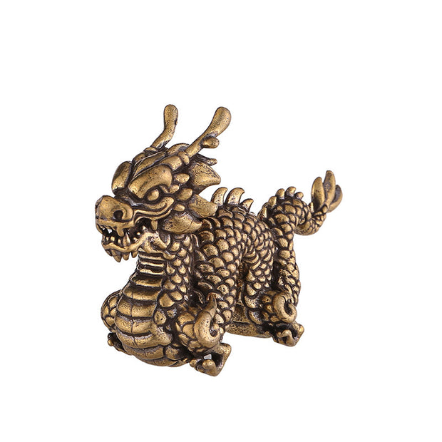 Buddha Stones Year Of The Dragon Small Auspicious Brass Dragon Luck Success Home Decoration Decorations BS 10
