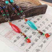 Buddha Stones Wenge Wood Turquoise Stone Protection Calm Necklace Pendant Necklaces & Pendants BS 10