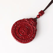 Buddha Stones Chinese Zodiac Natural Cinnabar Bagua Amulet Keep Away Evil Spirits Necklace Pendant