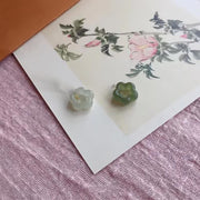 Buddha Stones Dainty Hetian Jade Cyan Jade Luck Floral Charm Necklace Pendant Necklaces & Pendants BS 12