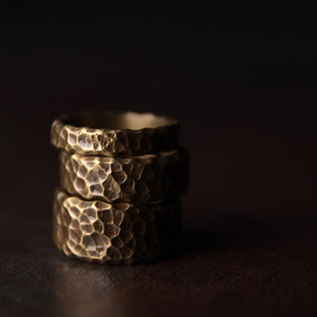 Buddha Stones Tibetan Bump Texture Design Copper Brass Luck Ring Ring BS 4