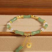 Buddha Stones Green Aventurine Bamboo Jade Pattern Lily Of The Valley Charm Luck Bracelet