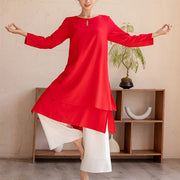 Buddha Stones 2Pcs Simple Design Tai Chi Meditation Yoga Clothing Top Pants Women's Set Clothes BS 12