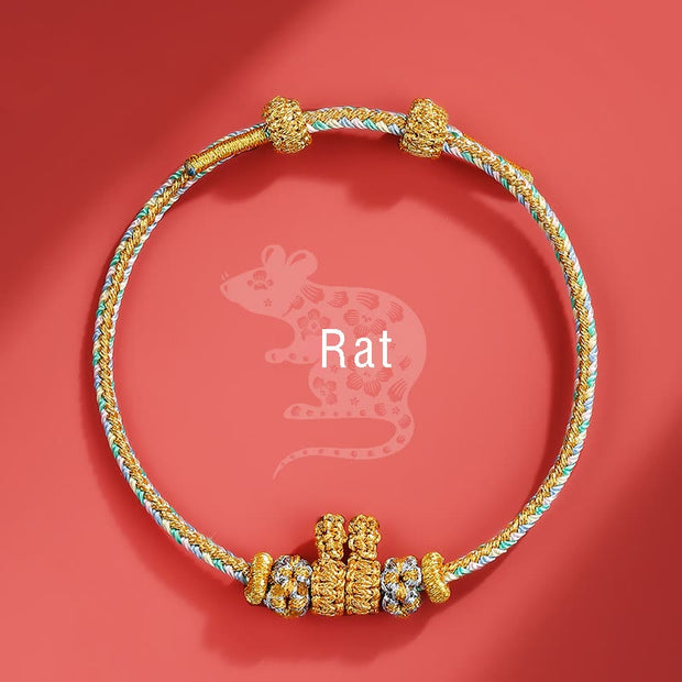 Buddha Stones Handmade Year of the Dragon Cute Chinese Zodiac Luck Braided Bracelet Bracelet BS Rat(Wrist Circumference 14-18cm)