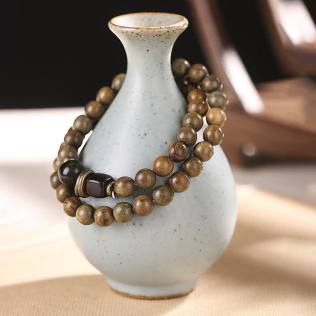 Buddha Stones Tibetan Green Sandalwood Crystal Soothing Peace Bracelet