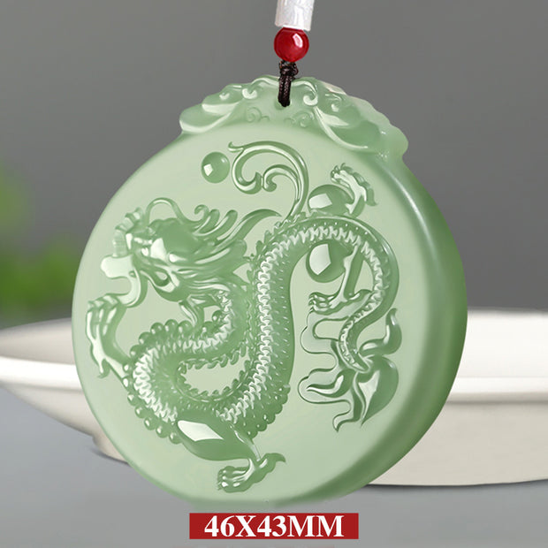 Buddha Stones Chinese Zodiac Dragon Jade Luck Necklace String Pendant Necklaces & Pendants BS 5