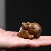 Buddha Stones Green Sandalwood Small Mini Cute Rabbit Bunny Peace Decorations