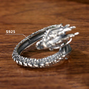 Buddha Stones 925 Sterling Silver Vintage Dragon Success Protection Strength Adjustable Ring Ring BS 3