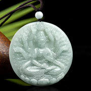 Buddha Stones Thousand-Hand Kwan Yin Avalokitesvara Jade Blessing String Necklace Pendant Necklaces & Pendants BS 1