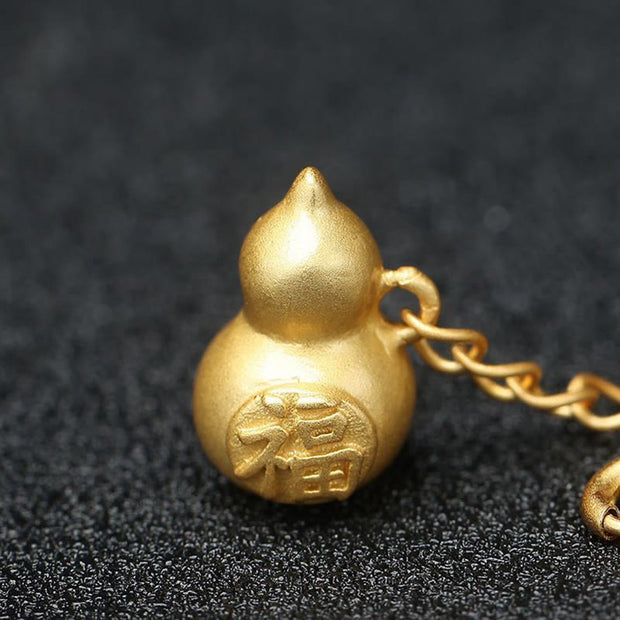 Buddha Stones Round Jade Peace Buckle Gourd Fu Character Auspicious Prosperity Chain Bracelet Bracelet BS 9