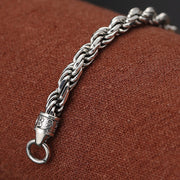 Buddha Stones 925 Sterling Silver Tibet Om Mani Padme Hum Double Dorje Vajra Twisted Design Peace Love Bracelet