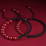 Buddha Stones Natural Cinnabar King Kong Knot Blessing String Bracelet Bracelet BS 20