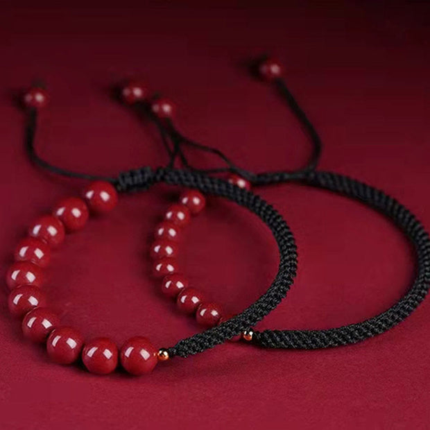 Buddha Stones Natural Cinnabar King Kong Knot Blessing String Bracelet Bracelet BS 20