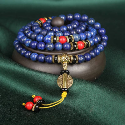 Buddha Stones Tibetan Mala Lapis Lazuli Positive Bracelet Mala Bracelet BS main
