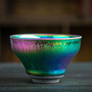 Buddha Stones Handmade Fairy Rainbow Chinese Jianzhan Ceramic Teacup Tenmoku Kung Fu Tea Cup