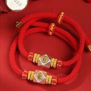 Buddha Stones 999 Sterling Silver Chinese Zodiac Natal Buddha Red Rope Luck Strength Handcrafted Kids Bracelet