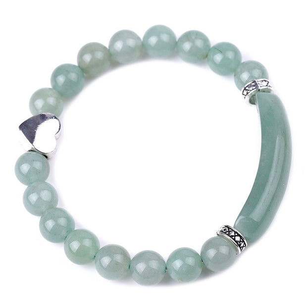 Natural Crystal Beads Unisex Heart Bracelet Bracelet BS Green Aventurine
