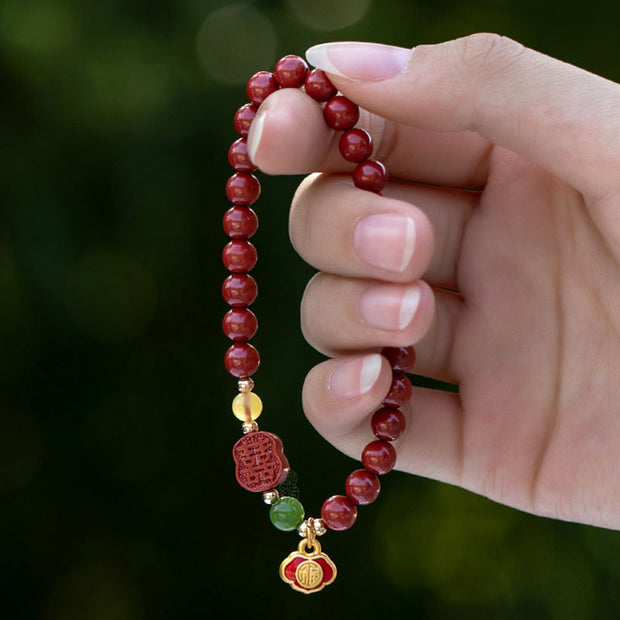 Buddha Stones Cinnabar Happiness Calm Bracelet Bracelet BS 1