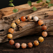 Buddha Stones Golden Silk Jade Lotus Wealth Luck Bracelet Bracelet BS 10