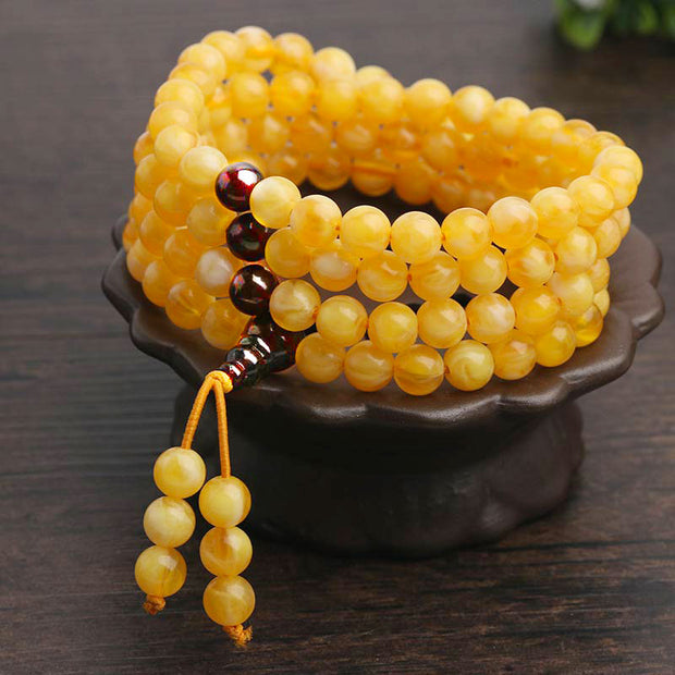 108 Beads Natural Amber Red Agate Balance Bracelet Mala Mala Bracelet BS 1