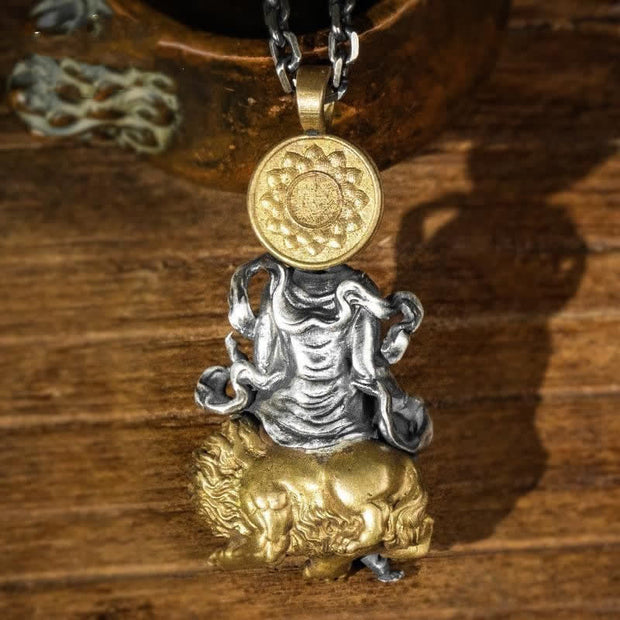Buddha Stones Avalokitesvara Lion Copper Success Necklace Pendant Necklaces & Pendants BS 5