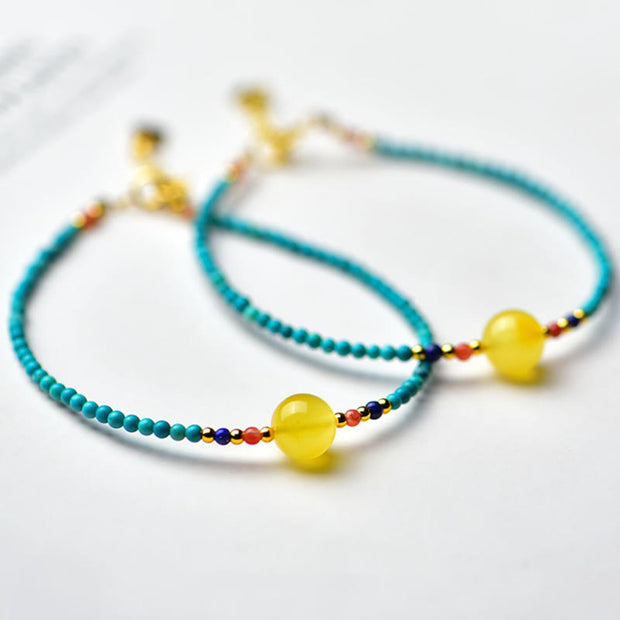 Buddha Stones Turquoise Amber Red Agate Protection Bracelet Necklace Pendant Bracelet Necklaces & Pendants BS 6