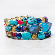 Buddha Stones Multilayer Irregular Turquoise Agate Beads Blessing Bracelet Bracelet BS 1