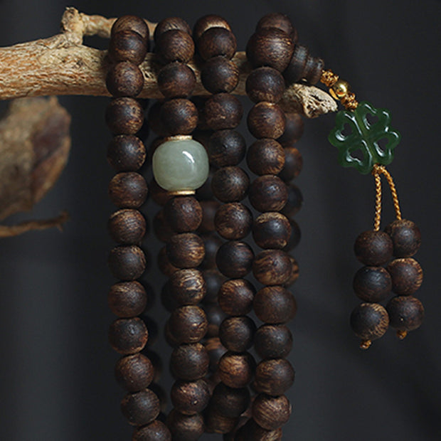 108 Mala Beads Nha Trang Bai Qinan Agarwood Jade 999 Gold Peace Bracelet (Only one in stock) Bracelet Mala BS 12