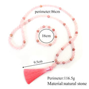 108 Mala Beads Pink Crystal Love Tassel Bracelet (Extra 30% Off | USE CODE: FS30)