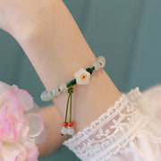 Buddha Stones Jade Peach Blossom Flower Luck Bracelet Bracelet BS Jade(Prosperity♥Abundance)