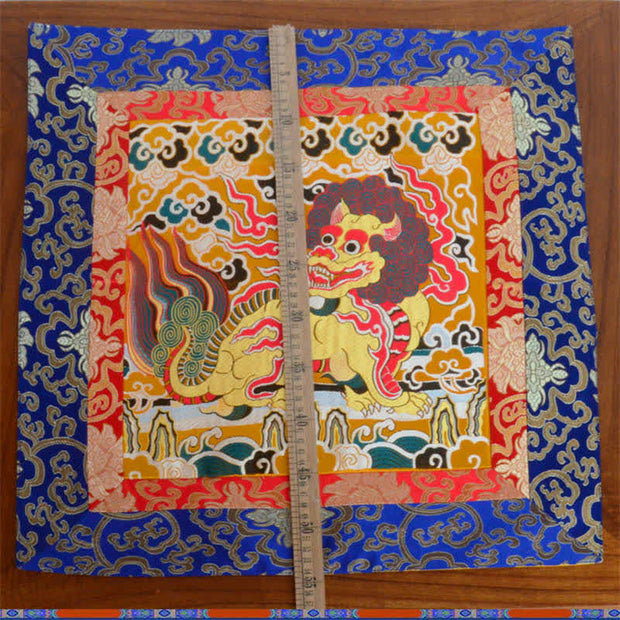 Buddha Stones Fengshui Kirin Prayer Altar Mat Healing Meditation Auspicious Symbol Mat Prayer Altar BS 5